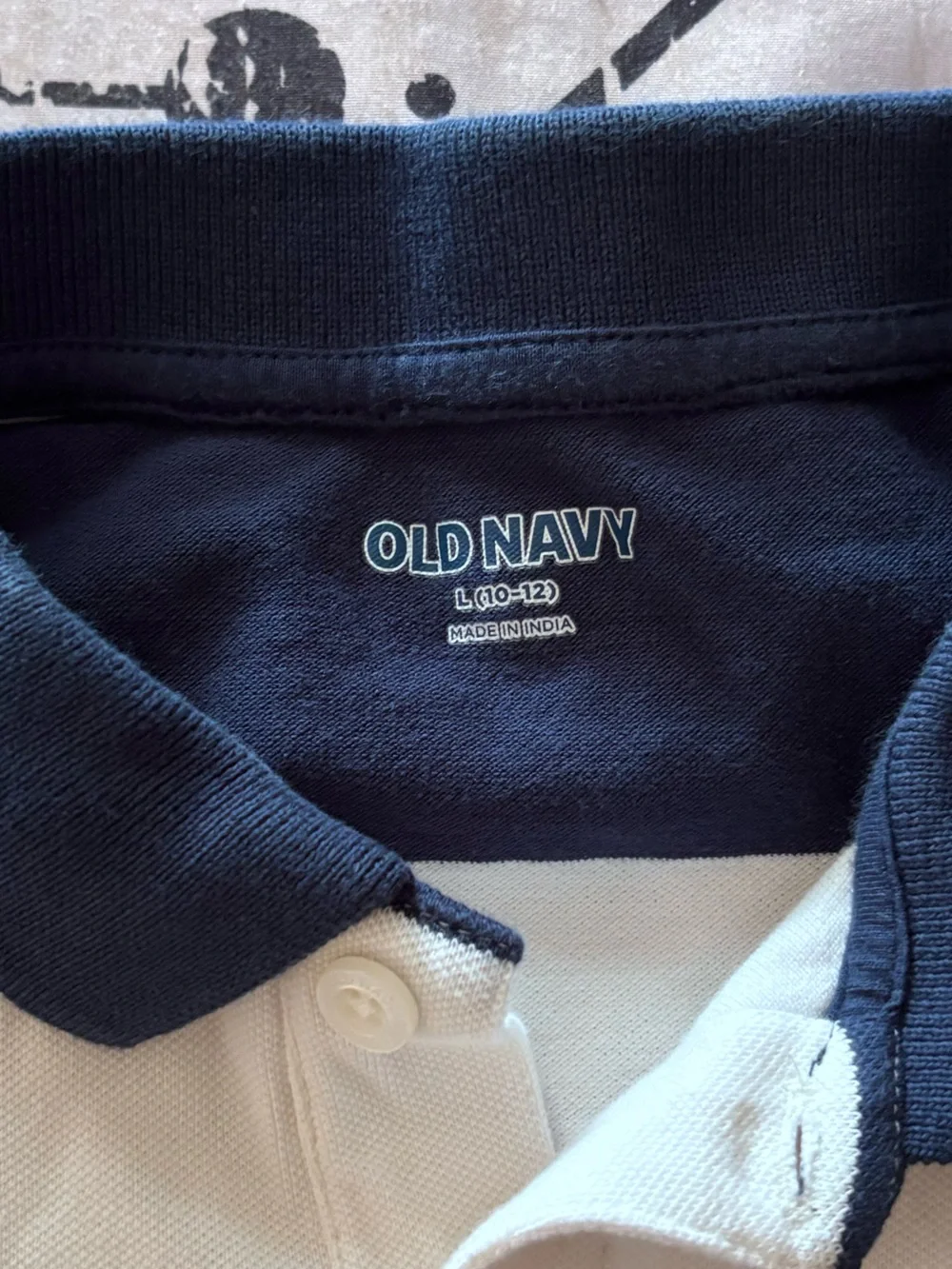Old Navy Navy and White Striped Polo